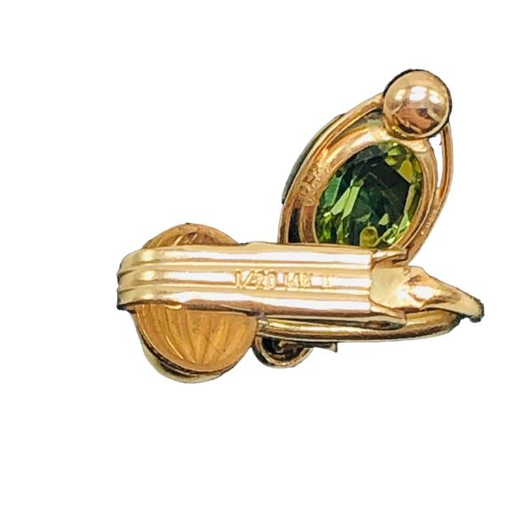 VTG 14k Gold Plated Dangle Earrings Green Zircon December Birthstone Clip-on - Picture 6 of 12
